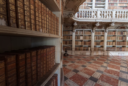 Mafra, Portugal - Feb 29, 2020: Bookshelves at Palace of Mafra Library - Mafra, Portugalのeditorial素材