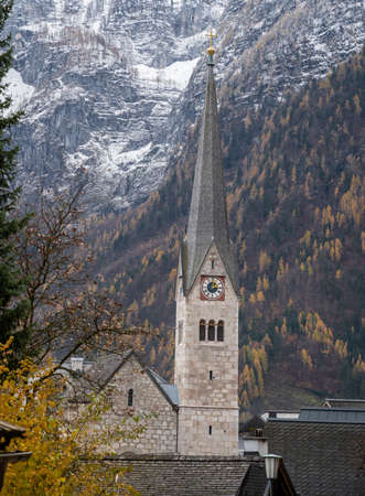 Hallstatt Evangelical Church - Hallstatt, Austriaの写真素材