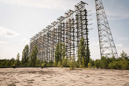 Duga Radar Antenna (Duga-1) - former soviet secret missile detection technology - Chernobyl Exclusion Zone, Ukraineの写真素材