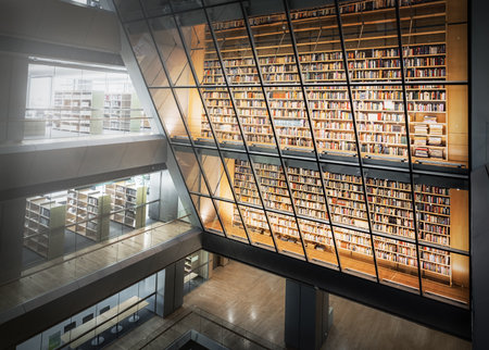 Riga, Latvia - Jul 17, 2019: National Library of Interior Latvia also known as Castle of Light - Riga, Latviaのeditorial素材