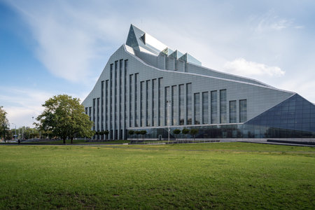 Riga, Latvia - Jul 17, 2019: National Library of Latvia also known as Castle of Light - Riga, Latviaのeditorial素材