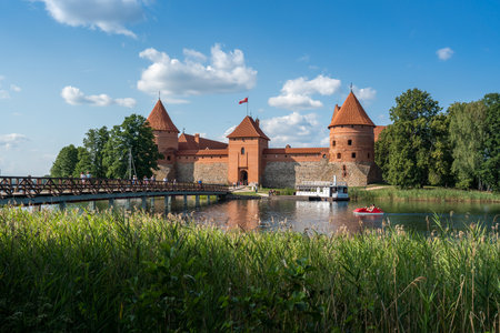 Trakai, Lithuania - Jul 24, 2019: Beautiful view of Trakai Island Castle - Trakai, Lithuaniaのeditorial素材