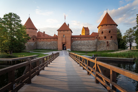 Wooden Bridge and Trakai Island Castle - Trakai, Lithuaniaのeditorial素材
