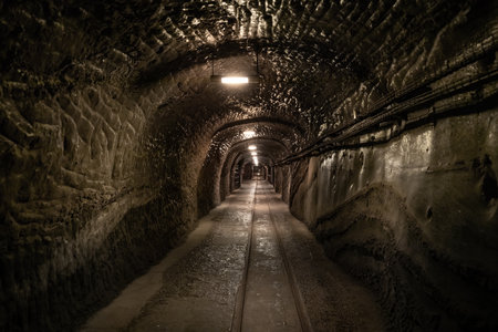 Wieliczka, Poland - Oct 24, 2019: Tunnel at Wieliczka Salt Mine - Wieliczka, Polandのeditorial素材
