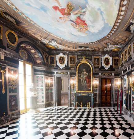 Warsaw, Poland - Aug 23, 2019: Marble Room at Warsaw Royal Castle - Warsaw, Polandのeditorial素材