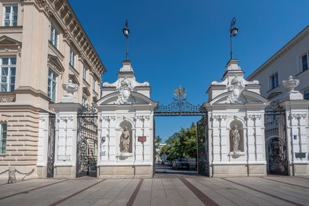 Warsaw, Poland - Aug 27, 2019: - University of Warsaw Entrance Gate - Warsaw, Polandのeditorial素材