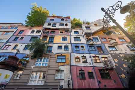 Vienna, Austria - Oct 12, 2019: Hundertwasserhaus (Hundertwasser House) - Vienna, Austriaのeditorial素材