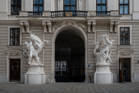 Vienna, Austria - Oct 10, 2019: Hercules Statues at Hofburg Palace Gate - Vienna, Austriaのeditorial素材