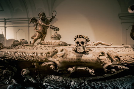 Vienna, Austria - Oct 13, 2019: Emperor Joseph I sarcophagus at the Imperial Burial Vault, the...