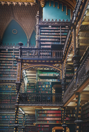 Rio de Janeiro, Brazil - May 4, 2022: Royal Portuguese Cabinet of Reading interior - Rio de Janeiro, Brazilのeditorial素材