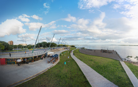 Porto Alegre, Brazil - May 12, 2022: Moacyr Scliar Park - New Guaiba Revitalized Waterfront (Orla do Guaiba) - Porto Alegre, Rio Grande do Sul, Brazilのeditorial素材