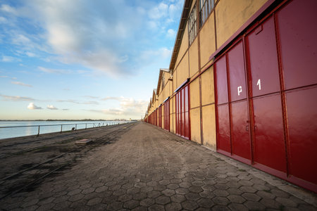 Warehouses of Maua Pier (Cais Maua) - Porto Alegre, Rio Grande do Sul, Brazilのeditorial素材