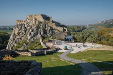 Bratislava, Slovakia - Oct 14, 2019: Devin Castle view of Upper Castle and Courtyard - Bratislava, Slovakiaのeditorial素材