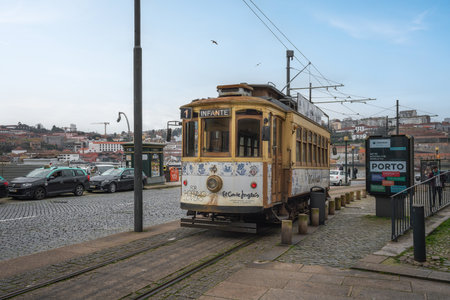 Porto, Portugal - Feb 7, 2020: Porto Historic Tram (Electric) - Porto, Portugalのeditorial素材