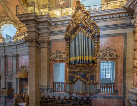 Porto, Portugal - Feb 7, 2020: Pipe Organ at Clerigos Church Interior - Porto, Portugalのeditorial素材