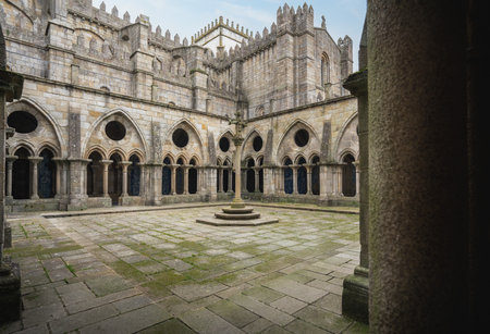 Porto, Portugal - Feb 7, 2020: Gothic Cloisters of Se do Porto Cathedral - Porto, Portugalのeditorial素材