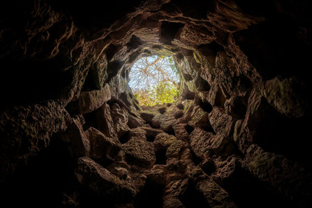 Sintra, Portugal - Feb 21, 2020: Interior of Unfinished Well at Quinta da Regaleira - Sintra, Portugalのeditorial素材