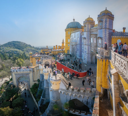 Sintra, Portugal - Feb 21, 2020: Pena Palace - Sintra, Portugal