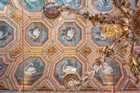 Sintra, Portugal - Feb 20, 2020: Swan Room Ceiling Panels at National Palace of Sintra - Sintra, Portugalのeditorial素材