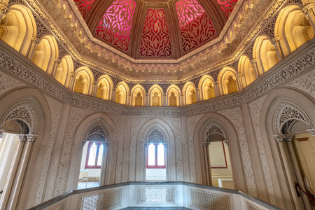 Sintra, Portugal - Feb 26, 2020: Main Hall at Monserrate Palace - Sintra, Portugalのeditorial素材