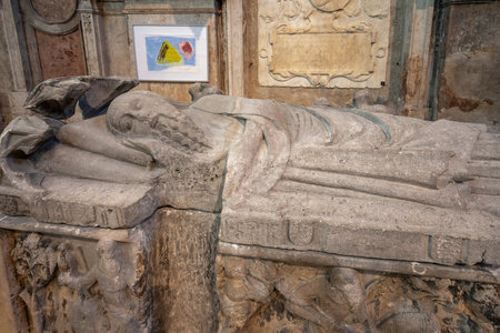 Lisbon, Portugal - Feb 26, 2020: Tomb of Dom Fernao Sanches at Carmo Convent (Convento do Carmo) Interior - Lisbon, Portugalのeditorial素材