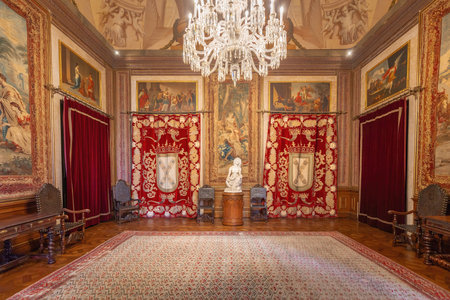 Lisbon, Portugal - Feb 28, 2020: Ushers Room at Palace of Ajuda Interior - Lisbon, Portugalのeditorial素材