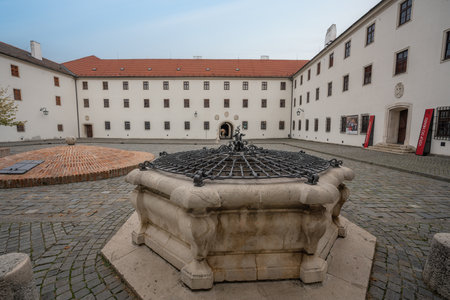 Brno, Czechia - Oct 8, 2019: Spilberk Castle Courtyard and Castle Well - Brno, Czech Republicのeditorial素材