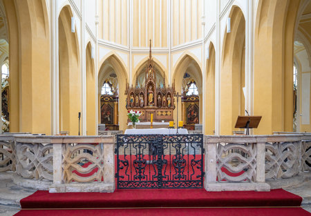 Kutna Hora, Czechia - Sep 27, 2019: Altar of Sedlec Cathedral Interior - Kutna Hora, Czech Republicのeditorial素材