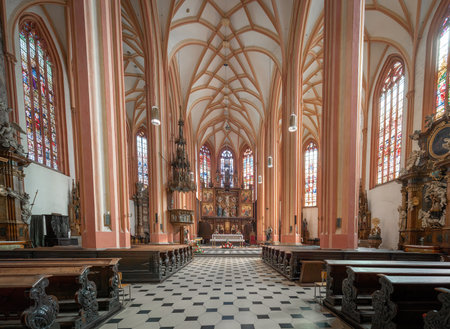 Olomouc, Czechia - Oct 7, 2019: Church of St. Maurice Interior - Olomouc, Czech Republicのeditorial素材