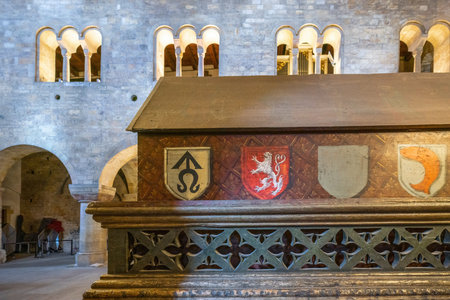 Prague, Czechia - Sep 30, 2019: Tomb of Vratislaus I, Duke of Bohemia, at St. George Basilica...
