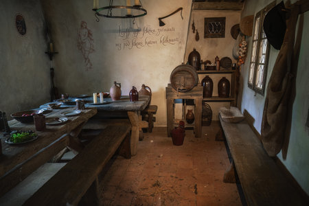 Prague, Czechia - Sep 30, 2019: Taproom and Tavern in the Golden Lane at Prague Castle - Prague, Czech Republicのeditorial素材