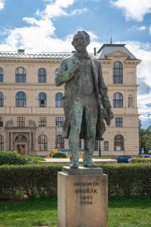 Prague, Czechia - Sep 26, 2019: Statue of Antonin Dvorak at Jan Palach Square - Prague, Czech Republicのeditorial素材