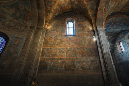 Brunswick, Germany - Jan 15, 2020: Martyrdom of Thomas Becket Fresco Secco paintings at St. Blasii Cathedral Interior - Braunschweig, Lower Saxony, Germanyのeditorial素材
