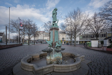 Hannover, Germany - Jan 13, 2020: Ganseliesel fountain at Steintorplatz - Hanover, Lower Saxony, Germanyのeditorial素材