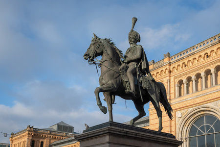King Ernst August Statue by Albert Wolff, 1861 - Hanover, Lower Saxony, Germanyの写真素材