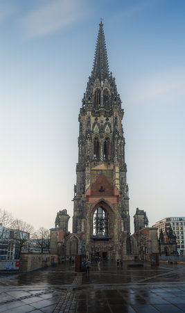 Hamburg, Germany - Jan 04, 2020: St. Nicholas Church - Hamburg, Germanyのeditorial素材