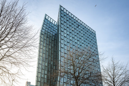 Hamburg, Germany - Jan 11, 2020: Dancing Towers at St. Pauli District - Hamburg, Germany