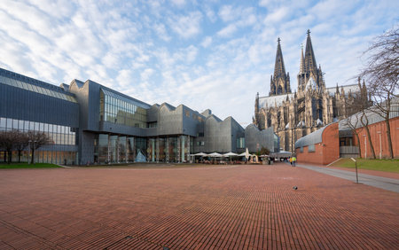 Cologne, Germany - Jan 26, 2020: Museum Ludwig, Kolner Philharmonie and Cologne Cathedral - Cologne, Germanyのeditorial素材