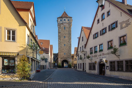Bavaria, Germany - Dec 10, 2019: Roder Tower (Roderturm) - Rothenburg ob der Tauber, Bavaria, Germanyのeditorial素材
