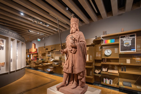 Frankfurt, Germany - Jan 24, 2020: Charlemagne Statue at Historical Museum (Historisches Museum) Interior - Frankfurt, Germanyのeditorial素材