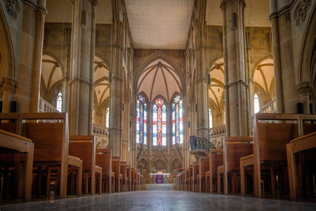 Stuttgart, Germany - Dec 17, 2019: Altar and Nave at St. John's Church (Johanneskirche) Interior - Stuttgart, Germanyのeditorial素材