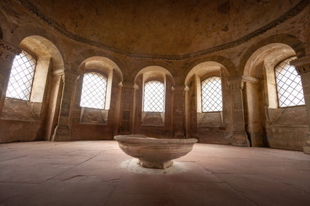 Trier, Germany - Jan 31, 2020: Apse of the lower church at Porta Nigra Interior - Trier, Germanyのeditorial素材