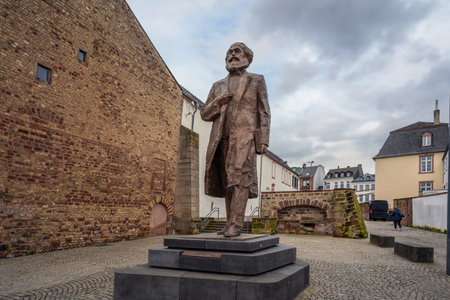 Trier, Germany - Jan 30, 2020: Karl Marx Statue - Trier, Germanyのeditorial素材