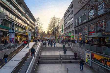 Stuttgart, Germany - Dec 18, 2019: Konigstrasse main shopping street - Stuttgart, Germanyのeditorial素材