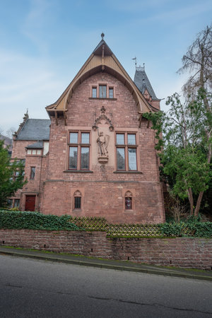 Building Facade with knight detail - Heidelberg, Germanyのeditorial素材