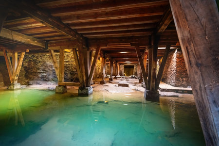 Underground corridors of Trier Amphitheater - old Roman Ruins - Trier, Germanyのeditorial素材