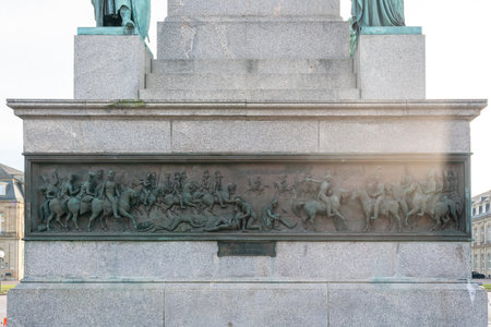 Battle of Fere-Champenoise Relief detail of Jubilee Column (Jubilaumssaule) at Schlossplatz Square - Stuttgart, Germanyのeditorial素材