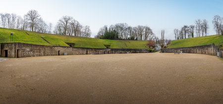 Panoramic view of Trier Amphitheater - old Roman Ruins - Trier, Germanyのeditorial素材