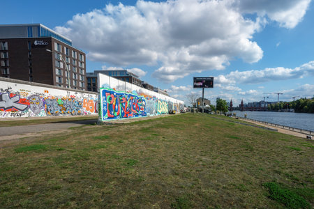 Berlin, Germany - Sep 10, 2019: East Side Gallery - permanent open-air gallery on surviving section of the Berlin Wall - Berlin, Germanyのeditorial素材