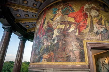 Berlin, Germany - Sep 4, 2019: Mosaics commemorating the union of Germany on the base of Victory Column (Siegessaule) - Berlin, Germanyのeditorial素材